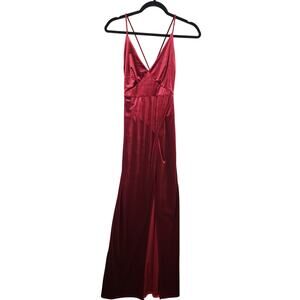 Vintage Women's XS Crushed Velvet Maxi Gown Burgundy Steampunk‎ Goth Vamp Event